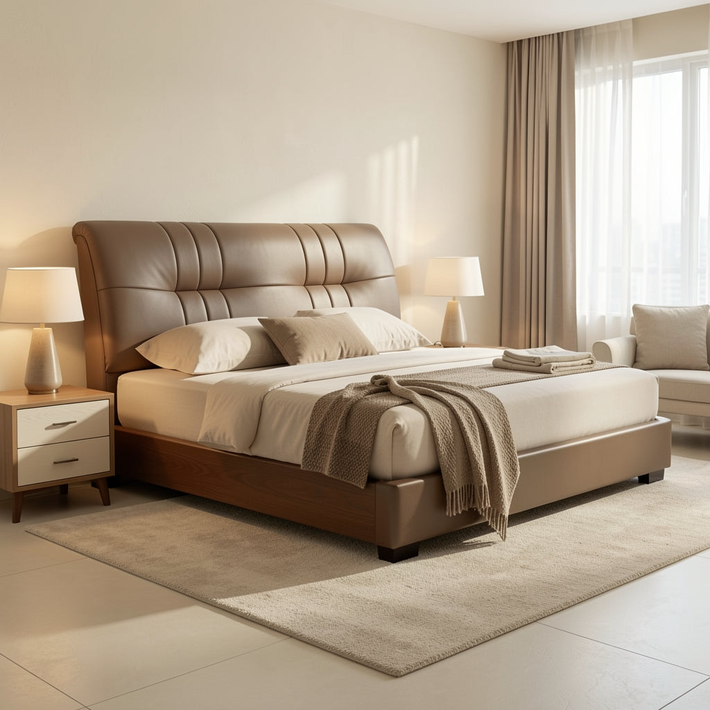 Brown Houndstooth Bed (DYZ8912) in home staged