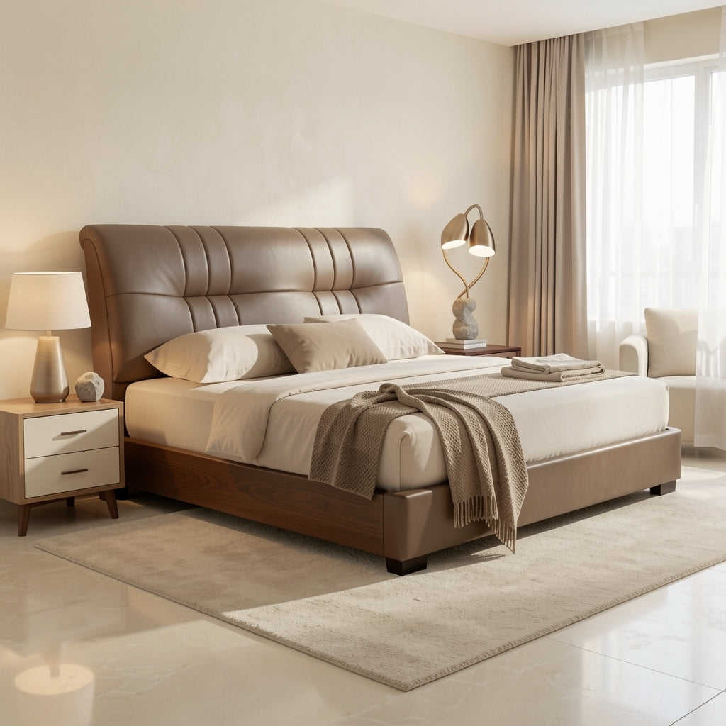 Brown Houndstooth Bed (DYZ8912) in marble bronze