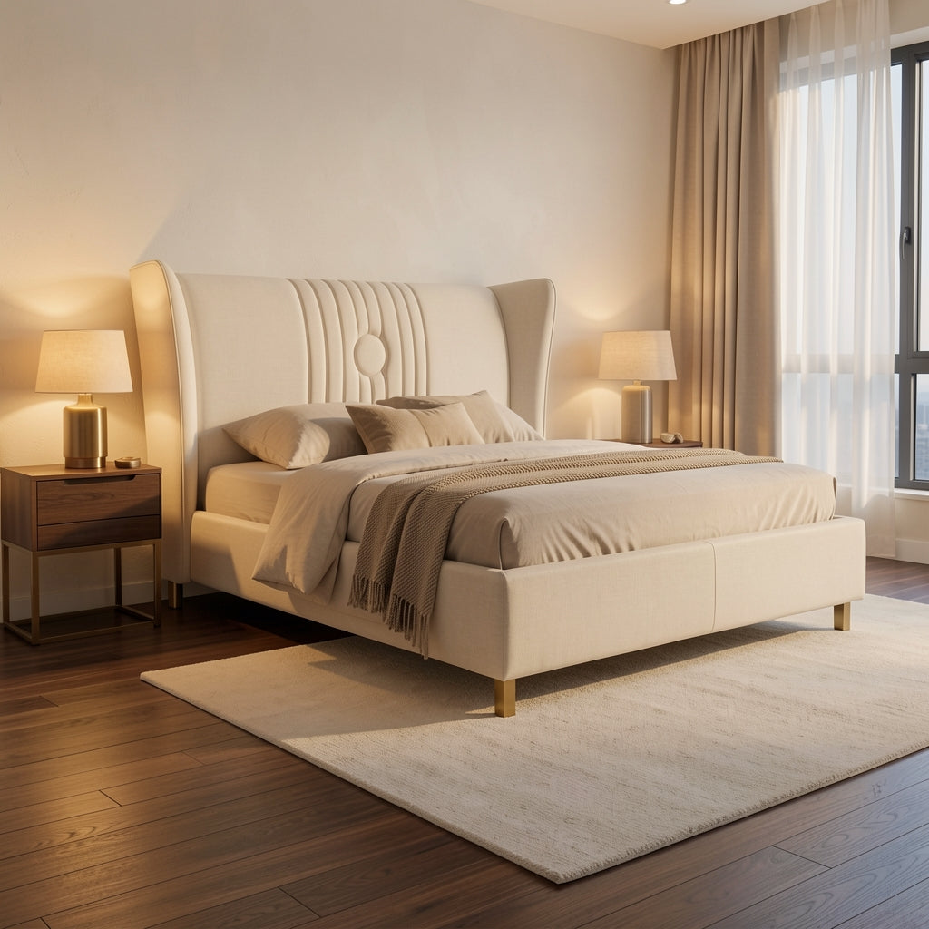 Modern Bed (DYGD611) in warm evening walnut