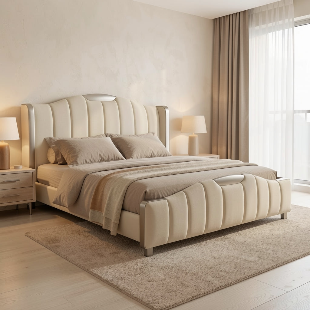 Tufted Bed (DYGD612) in tonal taupe cocoon