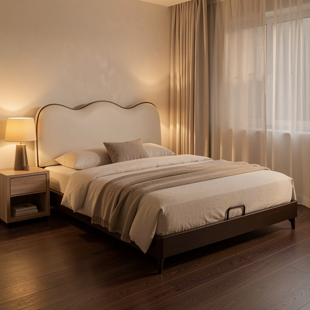 White Kids Bed (DYLX27升降款) in warm evening walnut
