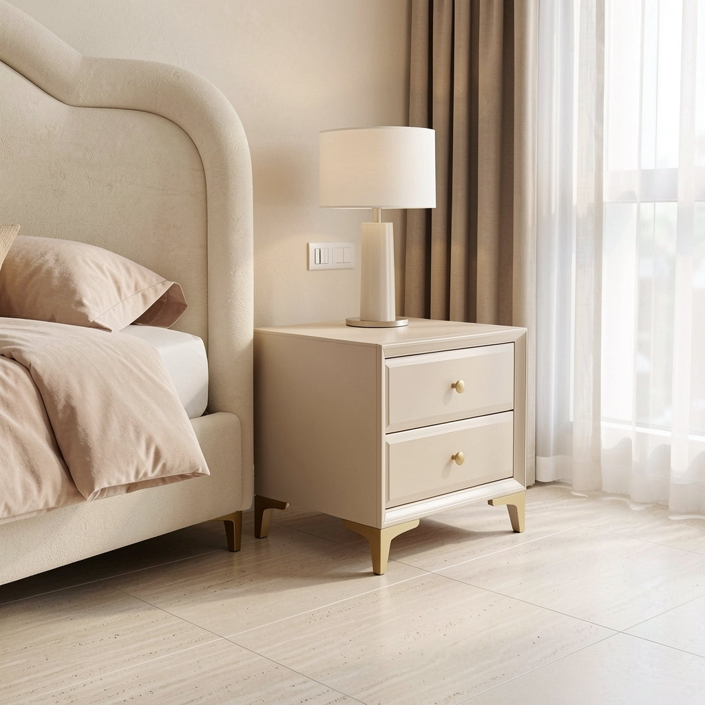 White Bedside Table (DYLXD131) in home staged
