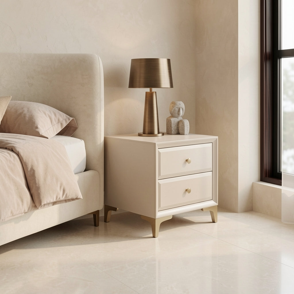 White Bedside Table (DYLXD131) in marble bronze