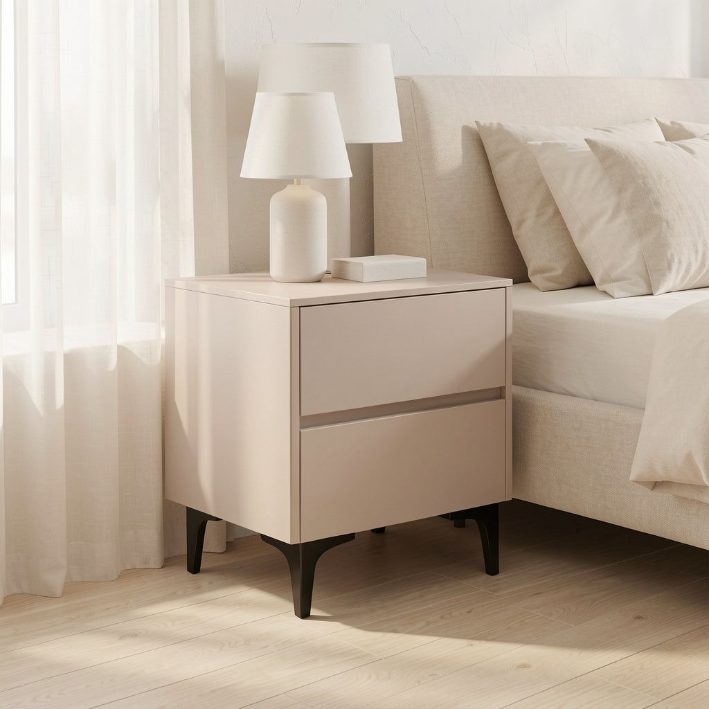 Modern Bedside Table (JJ18) in soft oak daylight