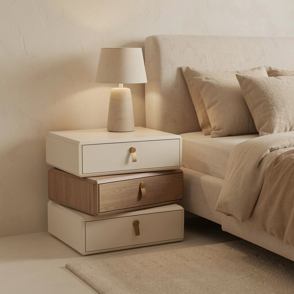Refined Bedside Table (DY9699) in tonal taupe cocoon