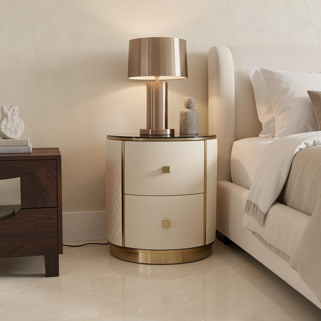 Modern Bedside Table (DYKM006) in marble bronze