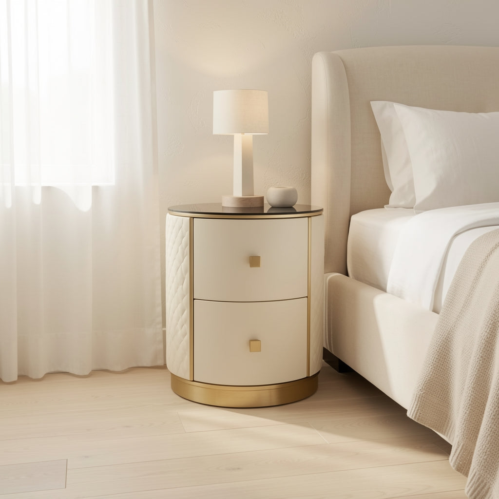 Modern Bedside Table (DYKM006) in soft oak daylight