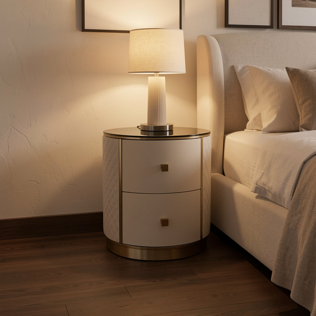 Modern Bedside Table (DYKM006) in warm evening walnut