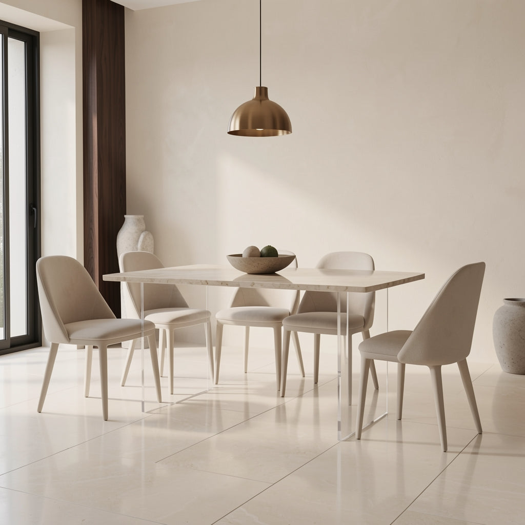 White Dining Table (DYBJ124) in marble bronze