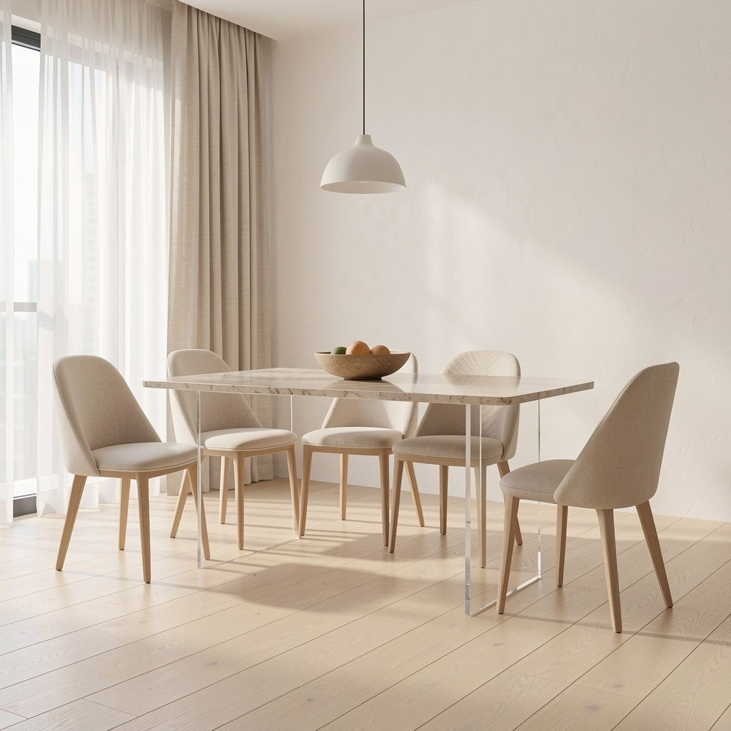 White Dining Table (DYBJ124) in soft oak daylight