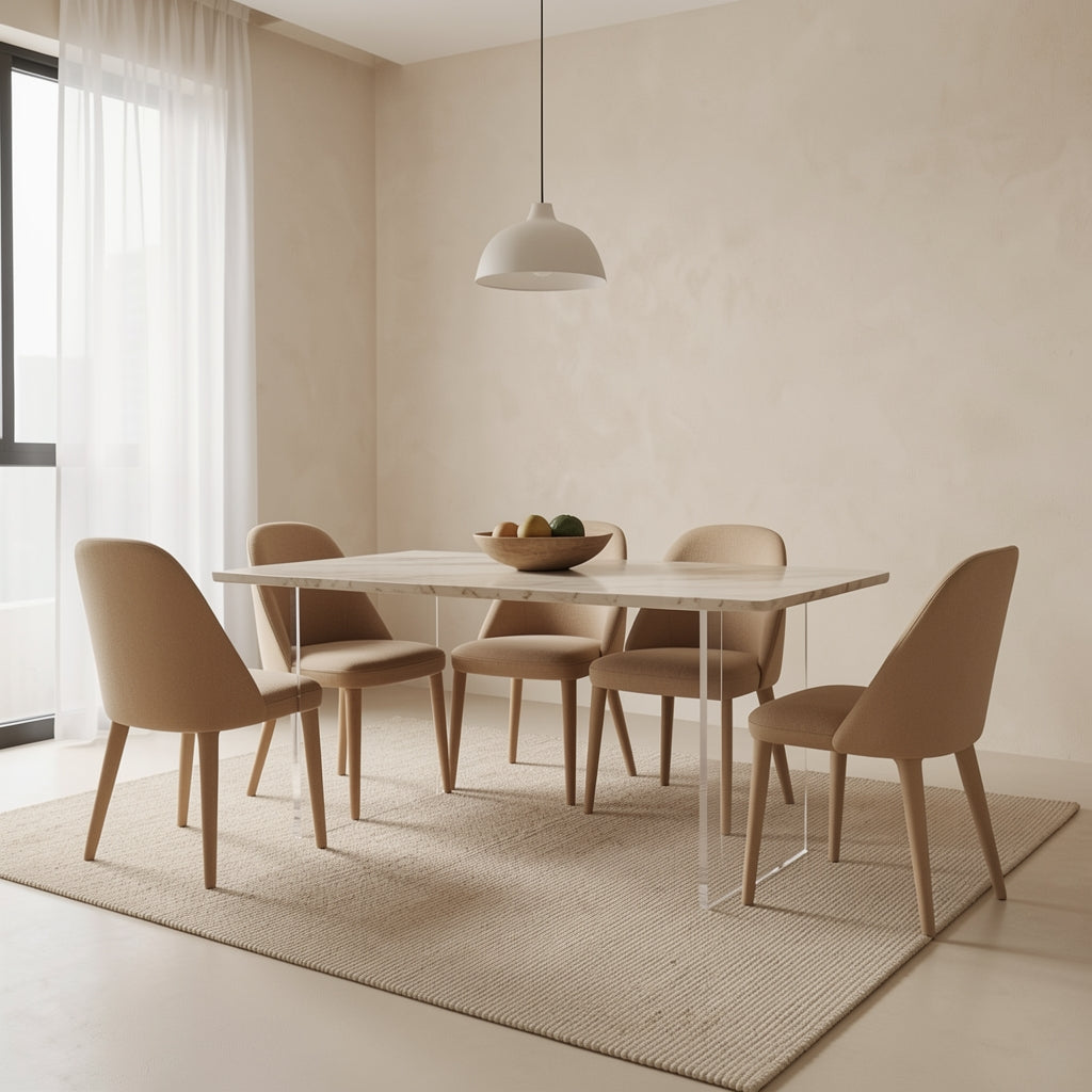 White Dining Table (DYBJ124) in tonal taupe cocoon