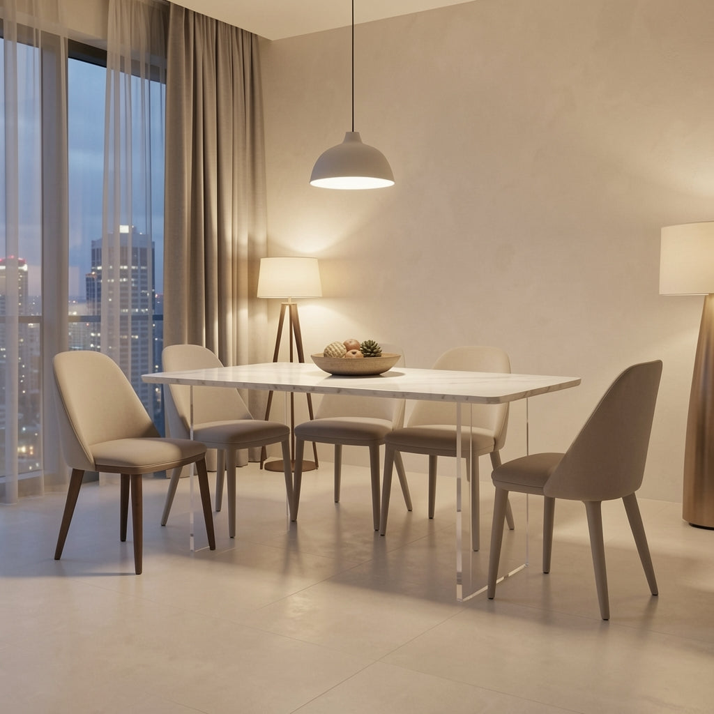 White Dining Table (DYBJ124) in urban dusk
