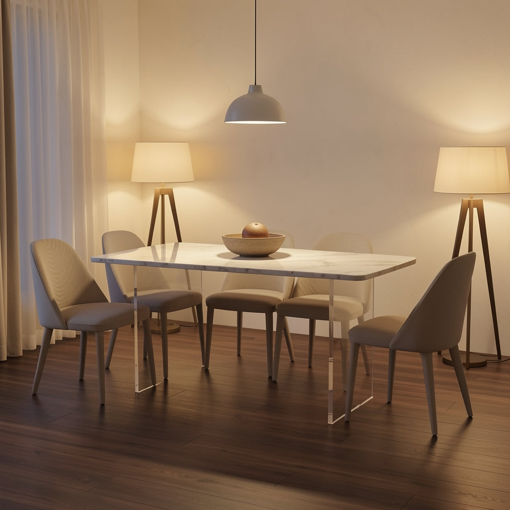 White Dining Table (DYBJ124) in warm evening walnut