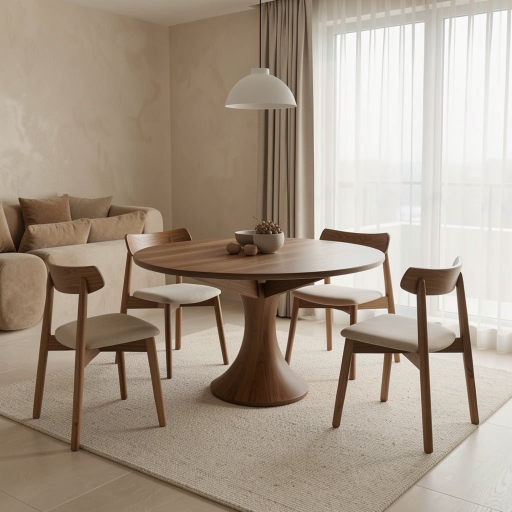 Round Dining Table (DY0Y019) in tonal taupe cocoon