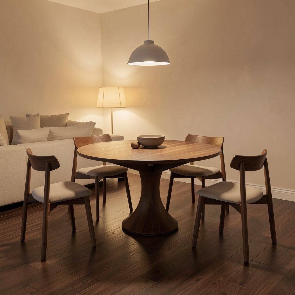 Round Dining Table (DY0Y019) in warm evening walnut