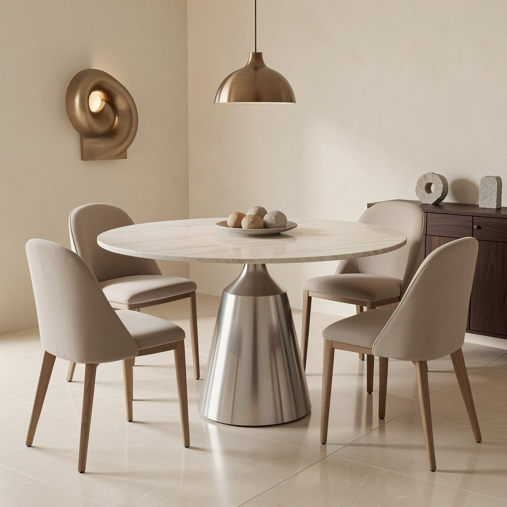 Round Dining Table (DYJ0131) in marble bronze