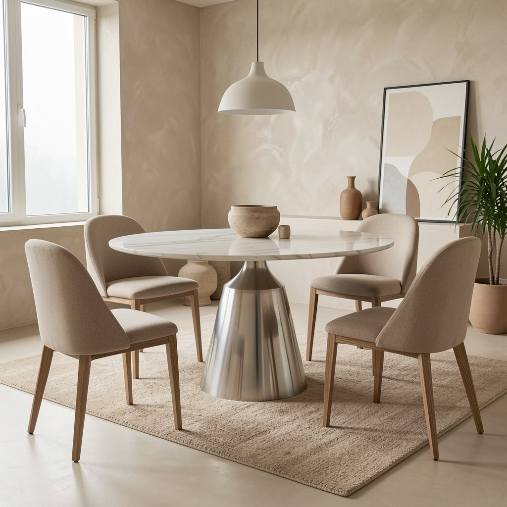Round Dining Table (DYJ0131) in tonal taupe cocoon