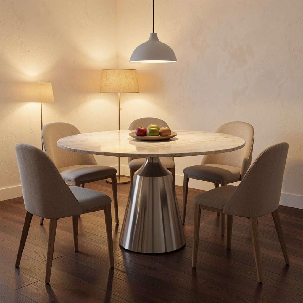 Round Dining Table (DYJ0131) in warm evening walnut