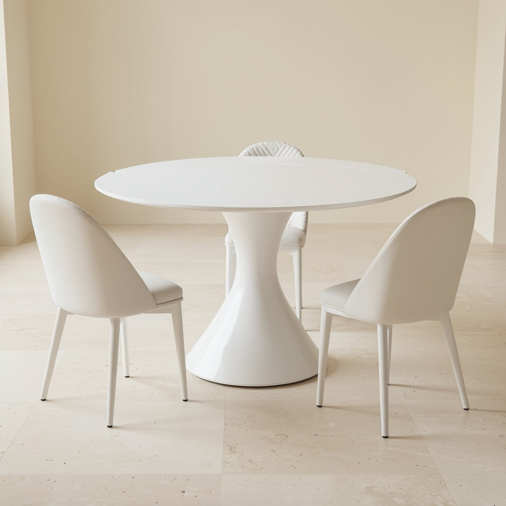 White Round Dining Table (DY沙漏白功能桌) in back