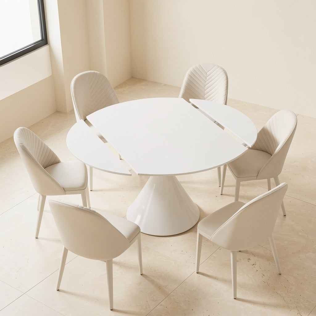 White Round Dining Table (DY沙漏白功能桌) in elevated