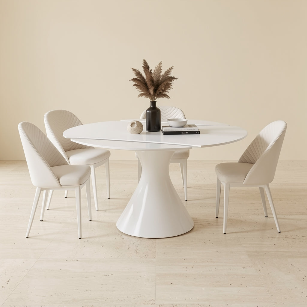 White Round Dining Table (DY沙漏白功能桌) in front