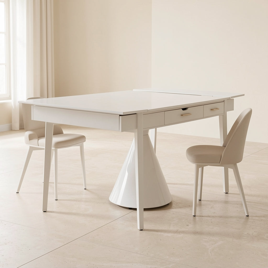 White Round Dining Table (DY沙漏白功能桌) in left