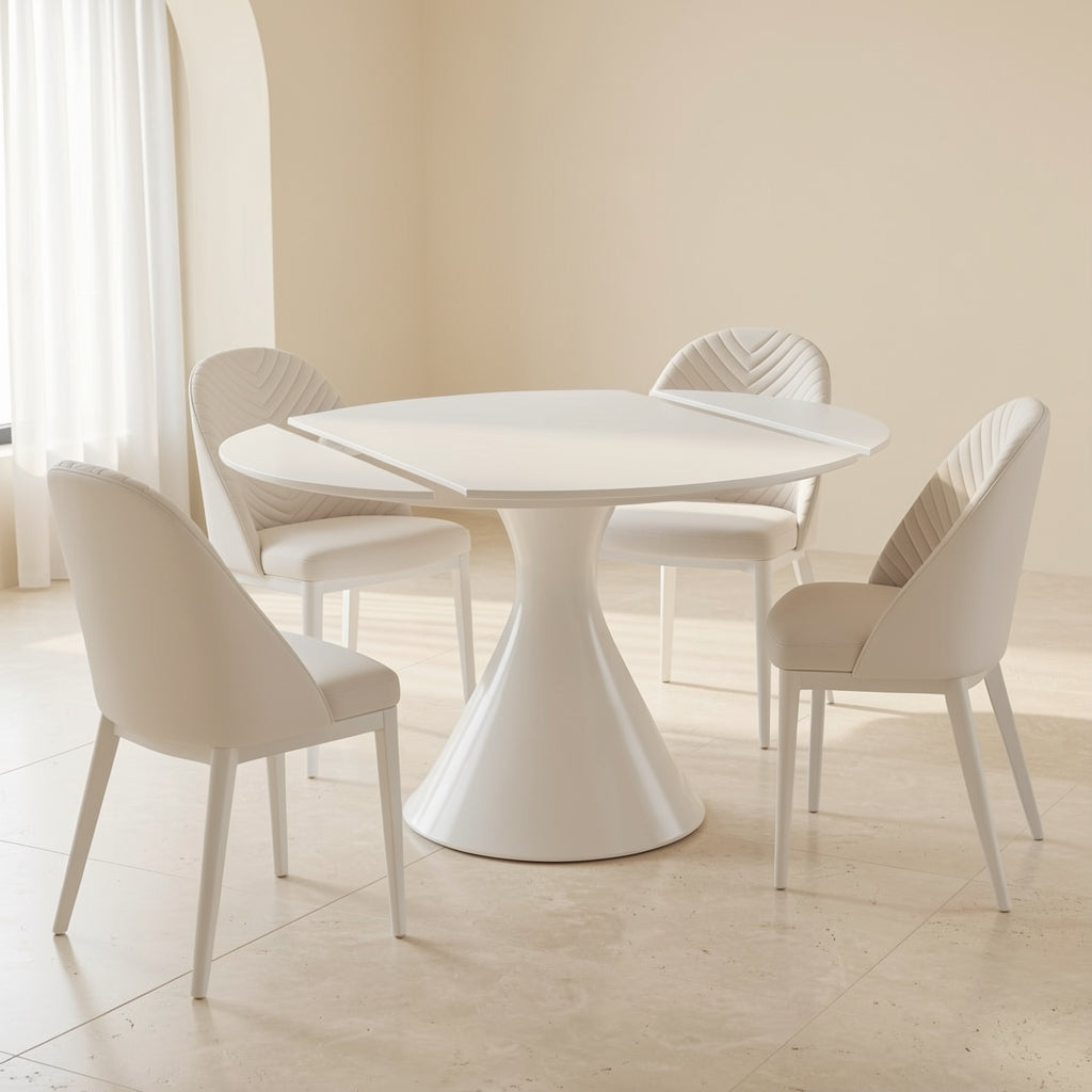 White Round Dining Table (DY沙漏白功能桌) in low
