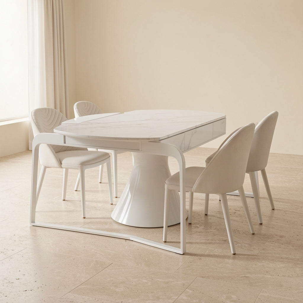 White Round Dining Table (DY沙漏白功能桌) in right