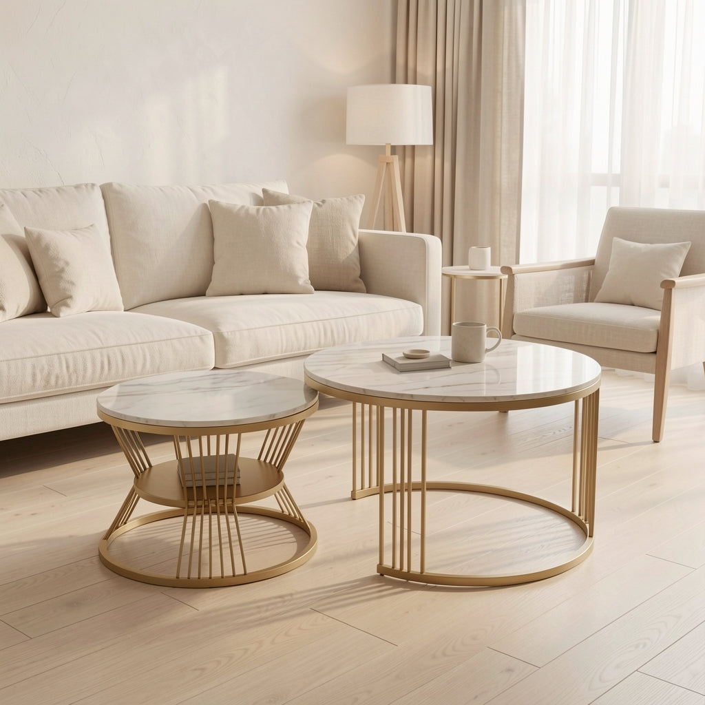 Round Coffee Table (小蛮腰) in soft oak daylight