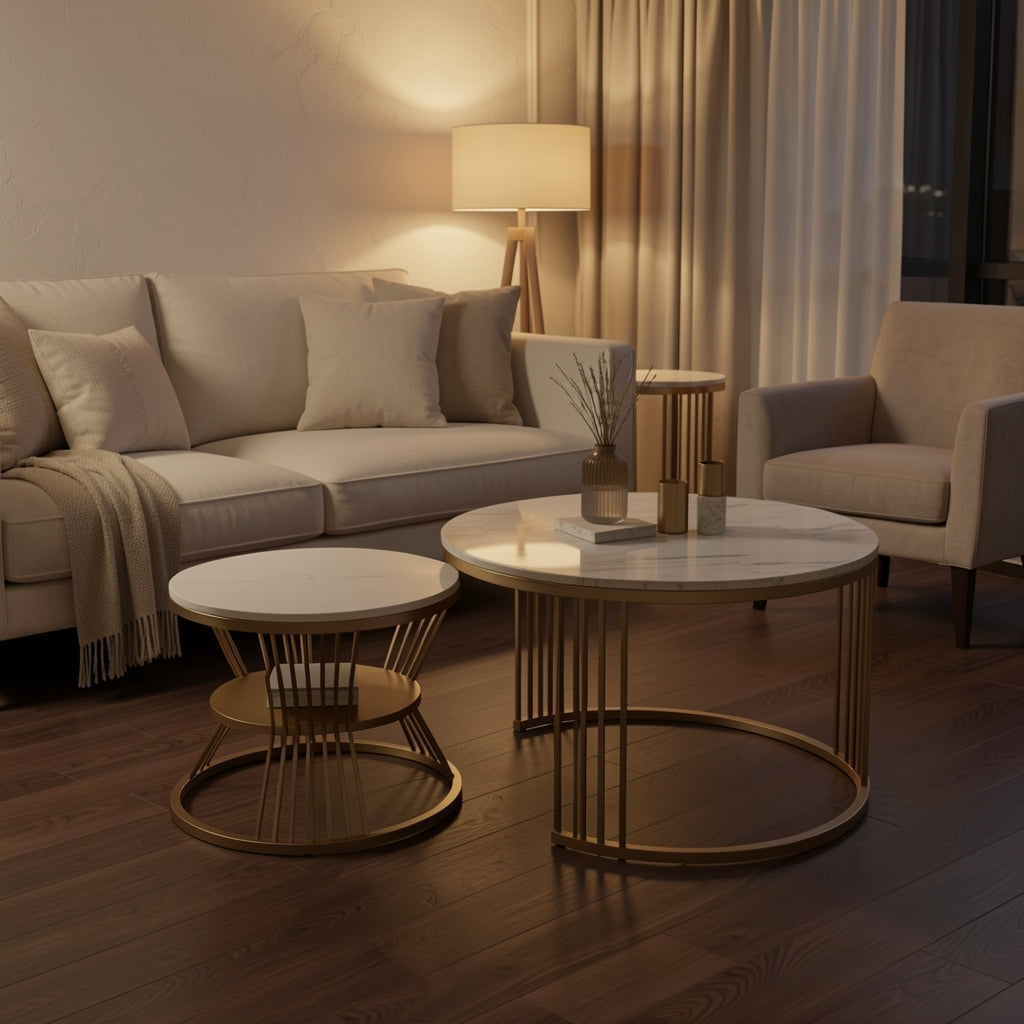 Round Coffee Table (小蛮腰) in warm evening walnut