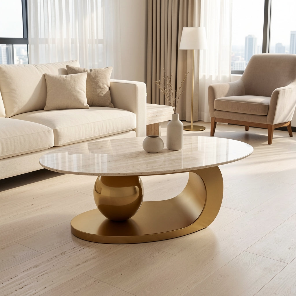 Curved Coffee Table (DYJ0417) in home staged