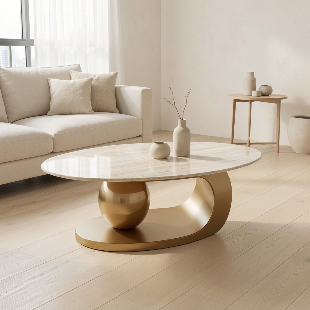Curved Coffee Table (DYJ0417) in soft oak daylight