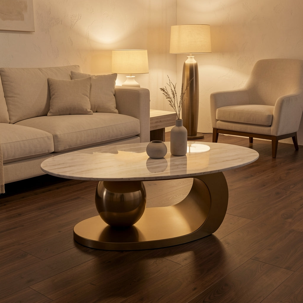 Curved Coffee Table (DYJ0417) in warm evening walnut