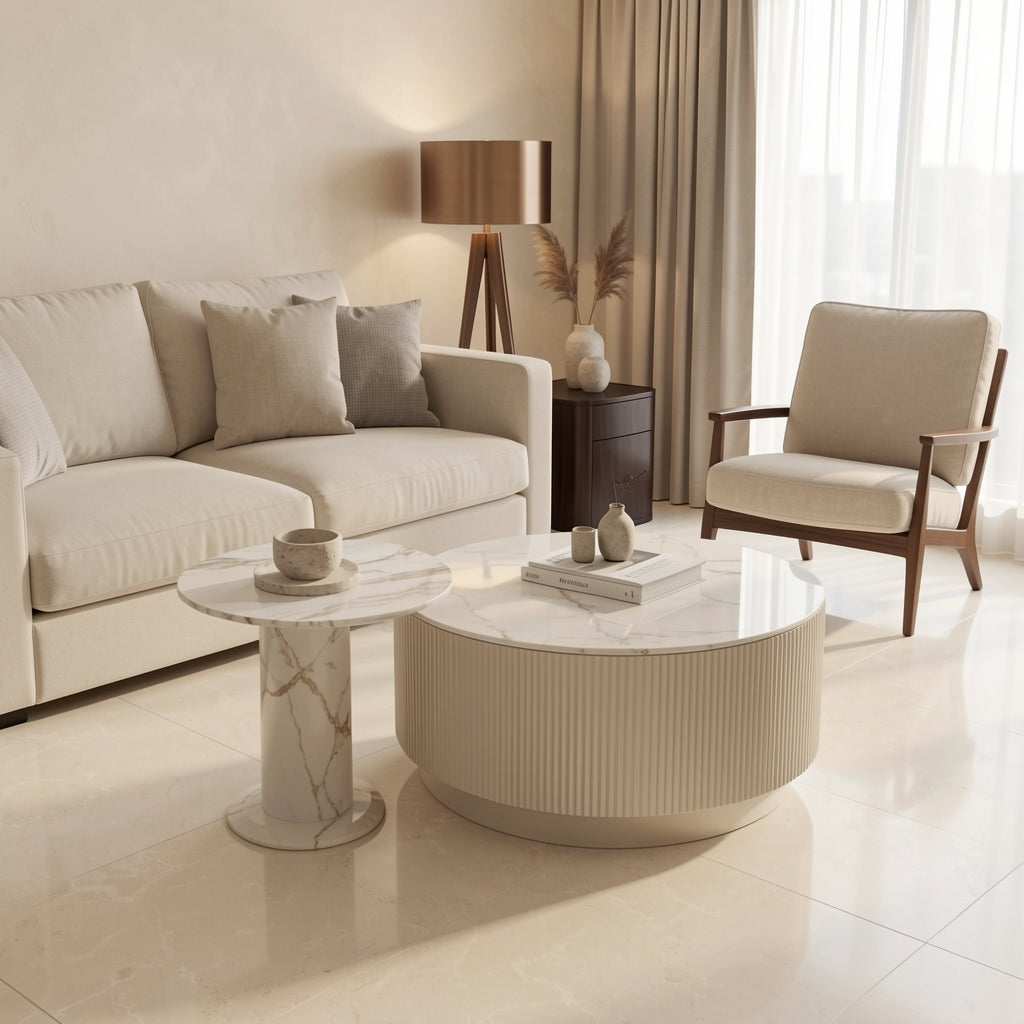 Round Coffee Table (DYM21) in marble bronze