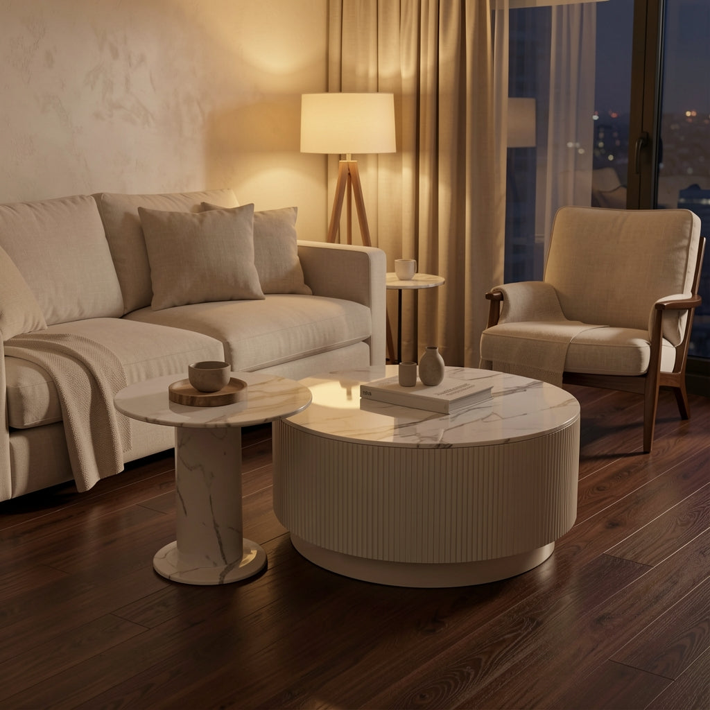 Round Coffee Table (DYM21) in warm evening walnut