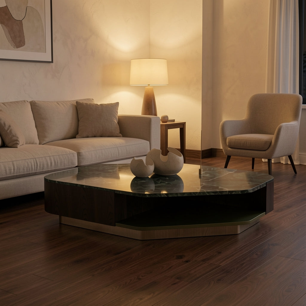 Green Coffee Table (DYJ2520) in warm evening walnut