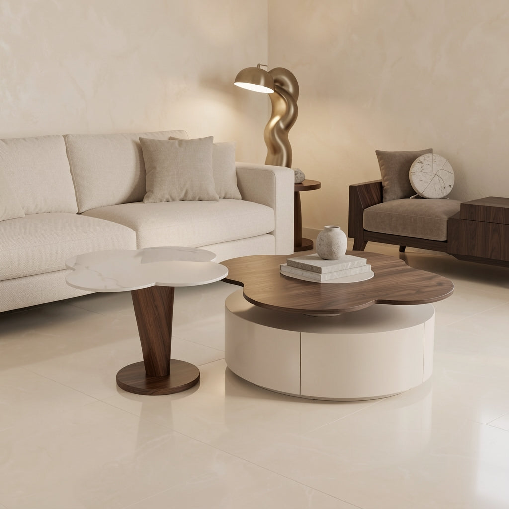 Flower-like Coffee Table (DYNB2917) in marble bronze