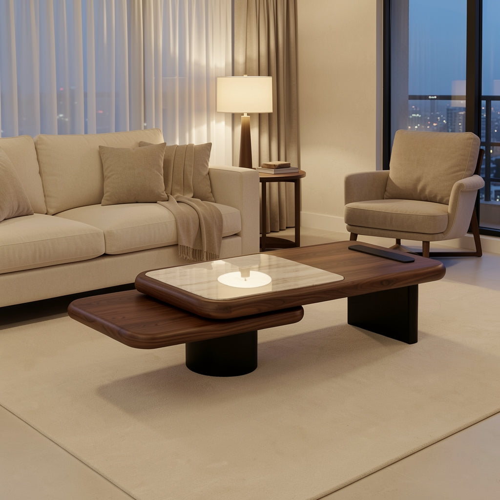 Rotating Black Coffee Table (DYJS2543) in urban dusk