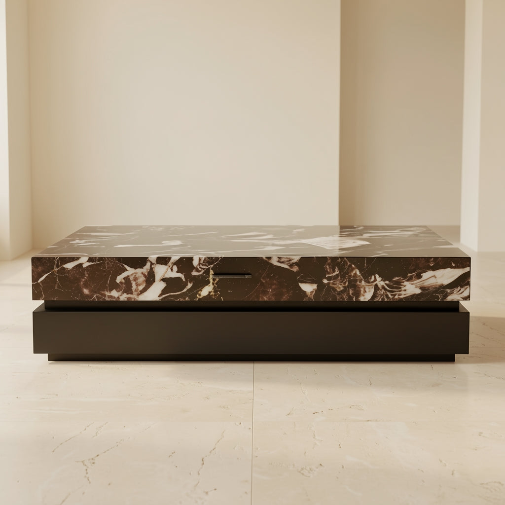 Black White Coffee Table (DY双层长茶几) in front