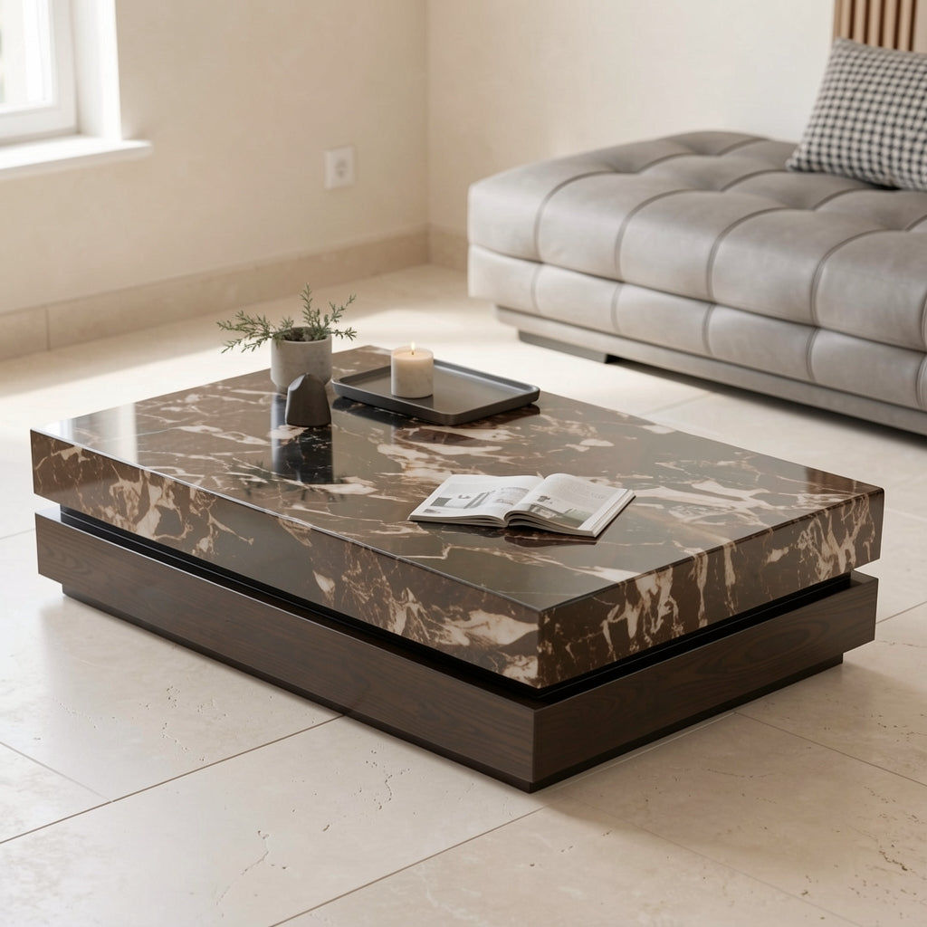 Black White Coffee Table (DY双层长茶几) in low
