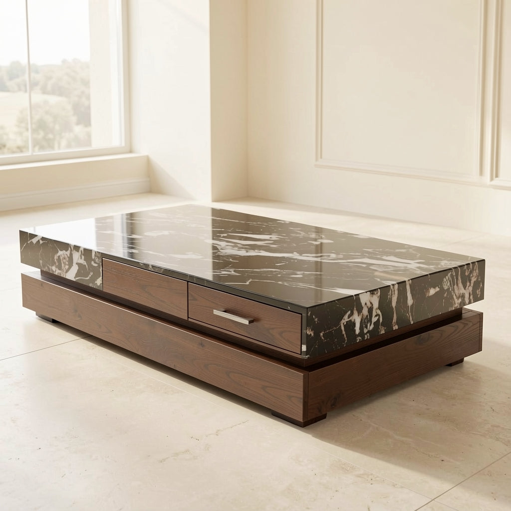 Black White Coffee Table (DY双层长茶几) in right