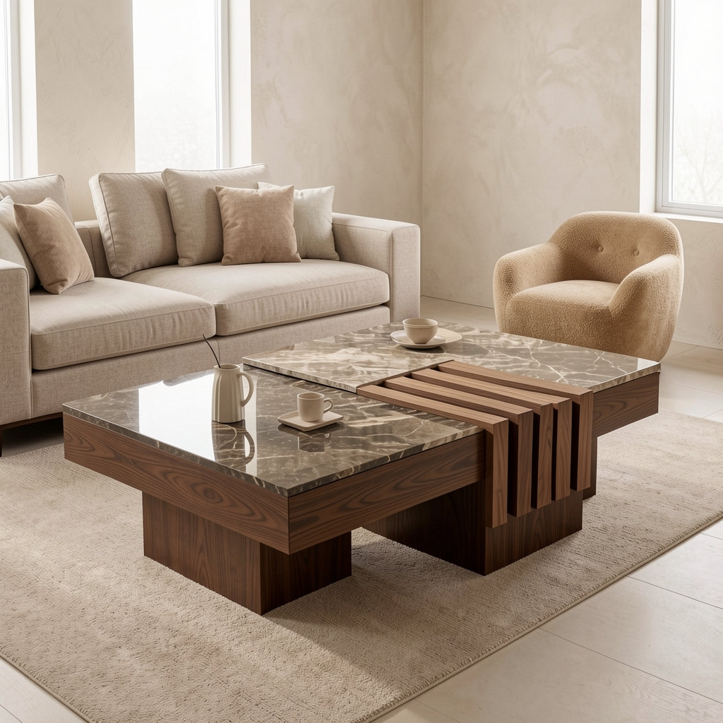 Rectangular Coffee Table (DYMD原野茶儿) in tonal taupe cocoon