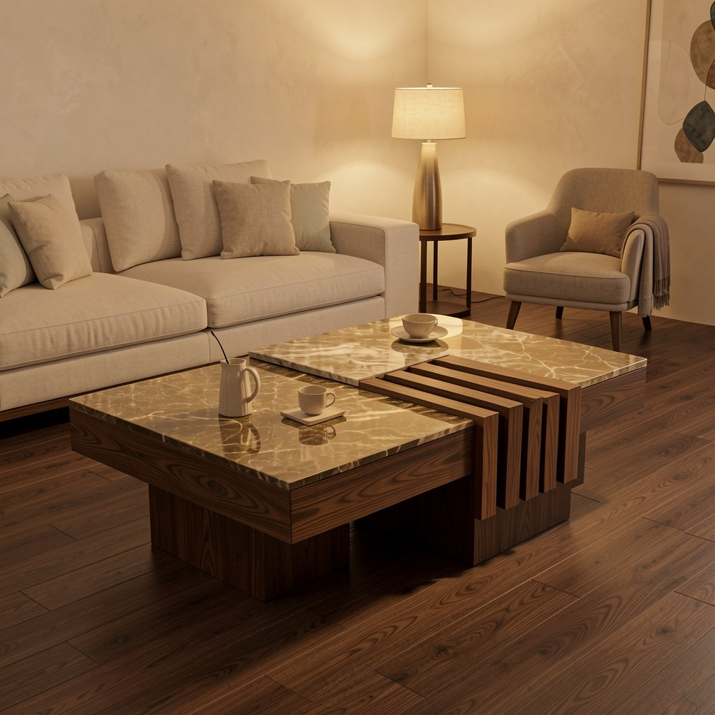 Rectangular Coffee Table (DYMD原野茶儿) in warm evening walnut