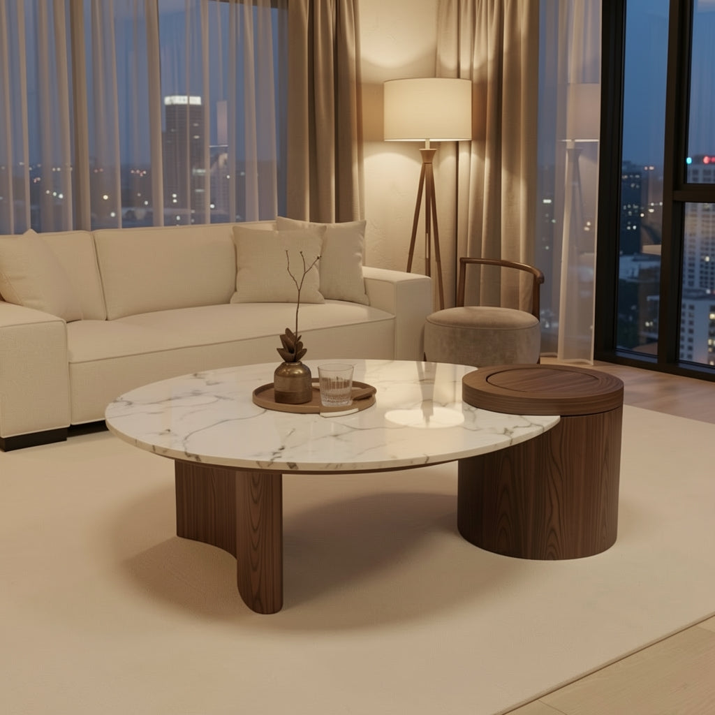 Oval Coffee Table (DYMD) in urban dusk