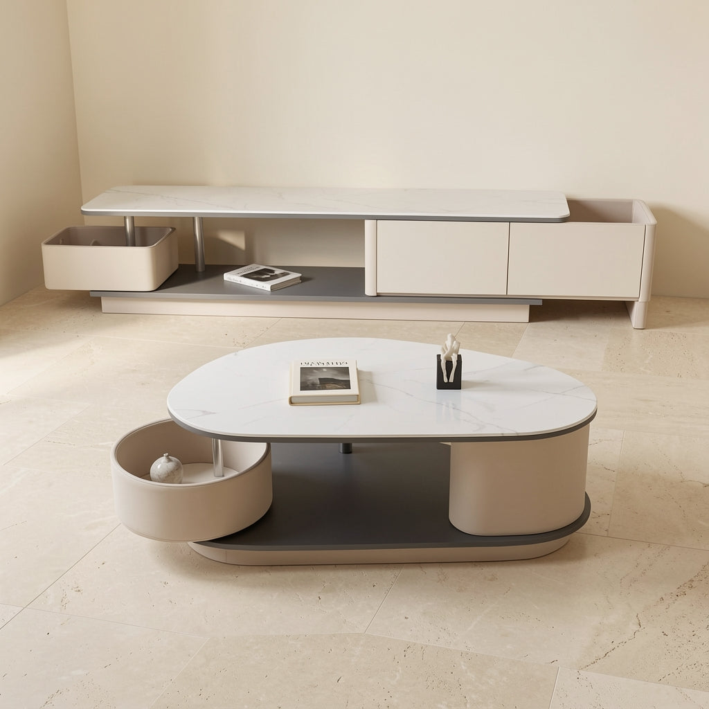 Gray TV Console and Coffee Table (DYJ2408) in elevated
