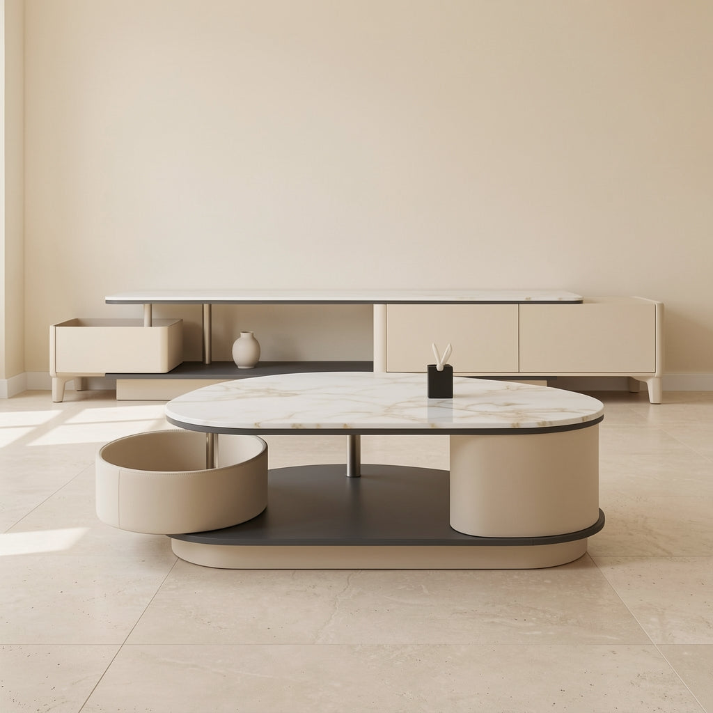 Gray TV Console and Coffee Table (DYJ2408) in front