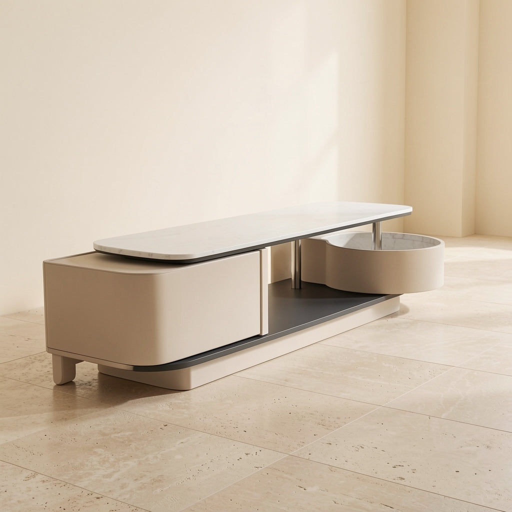 Gray TV Console and Coffee Table (DYJ2408) in left