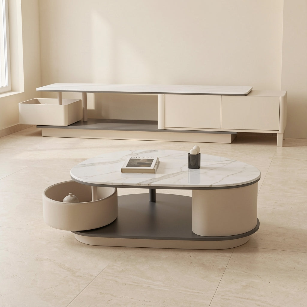 Gray TV Console and Coffee Table (DYJ2408) in low