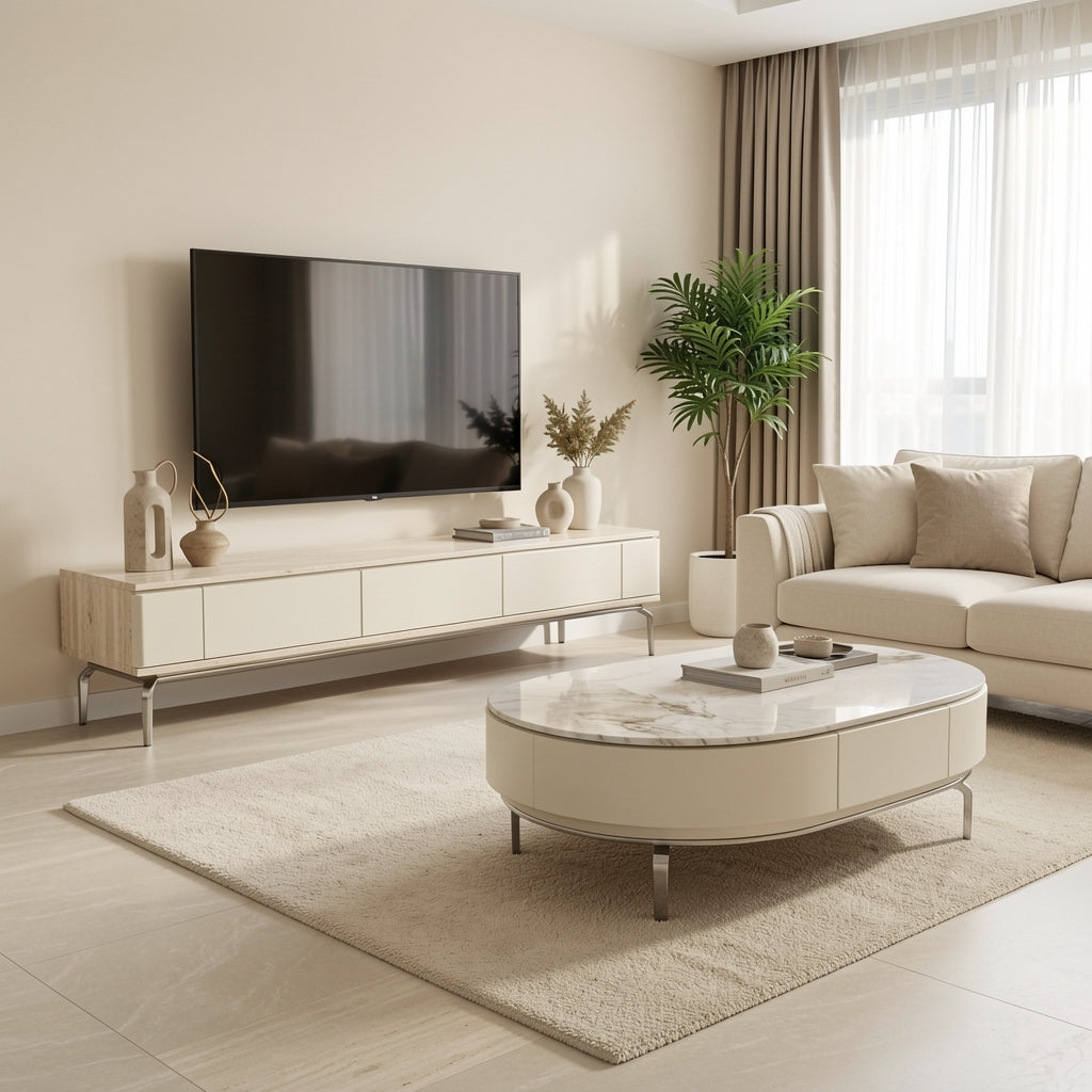 Luxury TV Console and Coffee Table (DYBY2679) in home staged