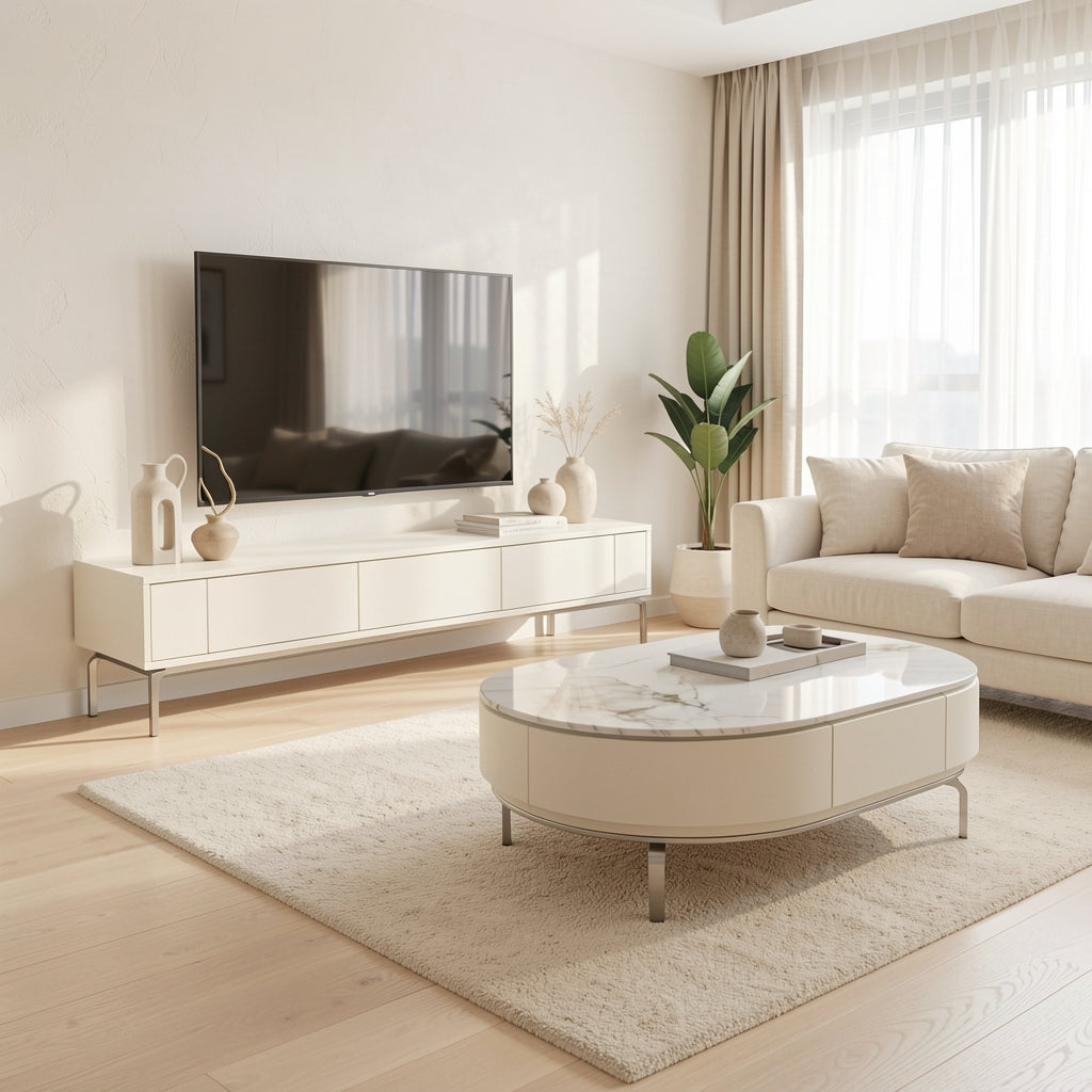 Luxury TV Console and Coffee Table (DYBY2679) in soft oak daylight